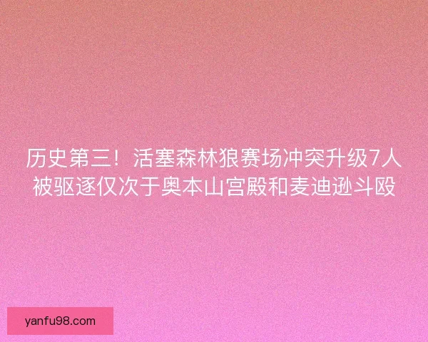 历史第三!活塞森林狼赛场冲突升级7人被驱逐仅次于奥本山宫殿和麦迪逊斗殴 历史第三!活塞森林狼赛场冲突升级7人被驱逐仅次于奥本山宫殿和麦迪逊斗殴